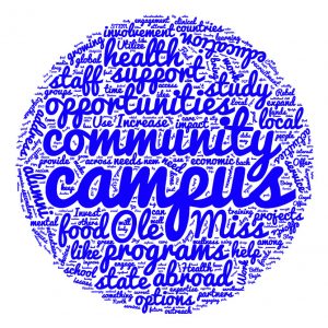 Word cloud highlighting Healthy & Vibrant Communities feedback collected during the Town Hall Meeting on Aug. 29, 2016.